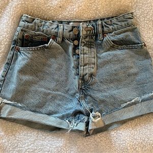 Zara High Rise Light Blue Denim Shorts
